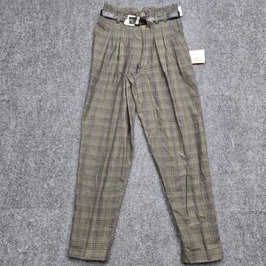 Vintage G. Pellini Plaid Pleated Trousers High Waist Womens Size 5/6 W26 NEW